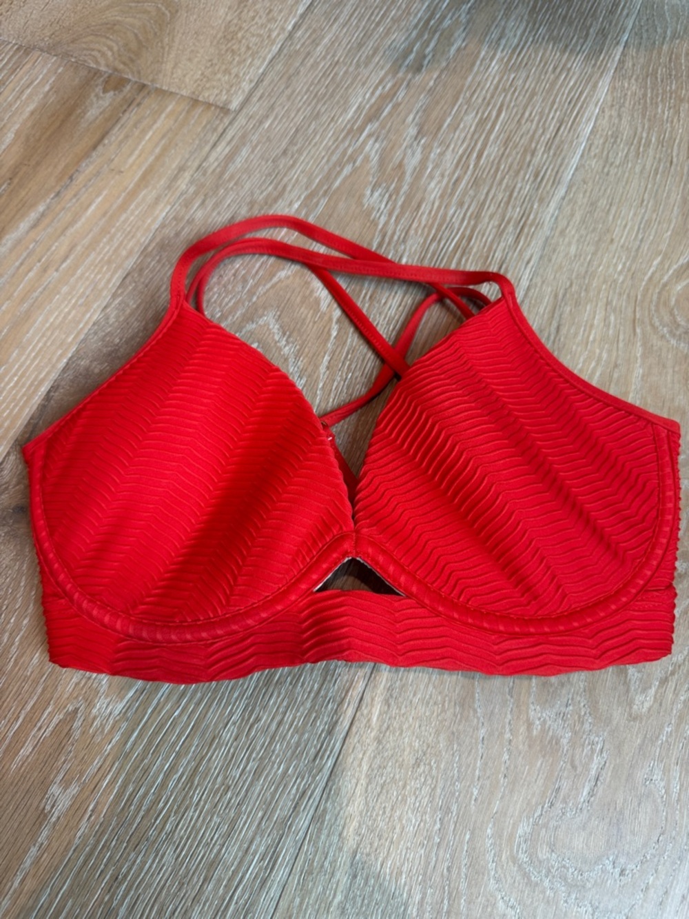Luli Fama Red Strappy Underwire Bikini Top Sz M